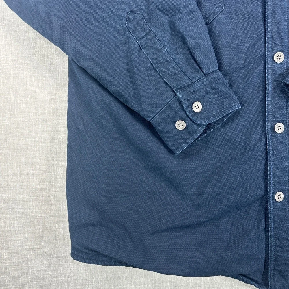Levis Shirt Jacket Mens XL Navy Blue Cotton Fleece Lined Insulated Workwear EUC